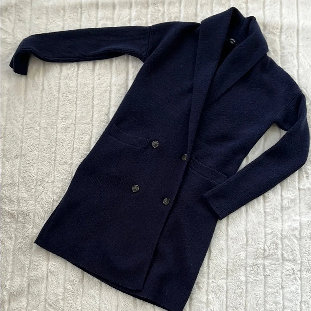 J. Crew Double-Breasted Cardigan Coat (Navy) XXS